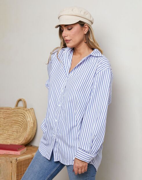 Chemise Leonise bleu/blanc