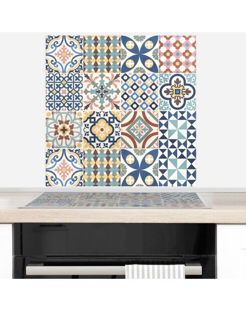 Crédence adhésive Carreaux de Ciment multicolore - 60x90 cm