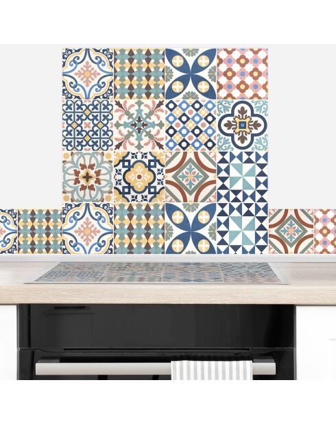 Crédence adhésive Carreaux de Ciment multicolore - 60x90 cm