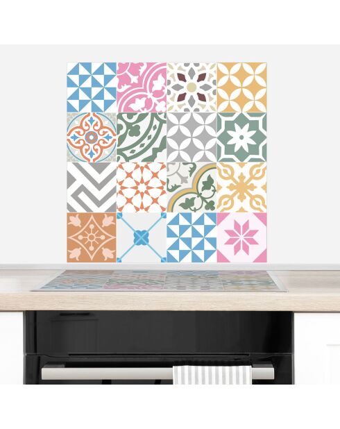 Crédence adhésive Carreaux de Ciment multicolore - 60x60 cm
