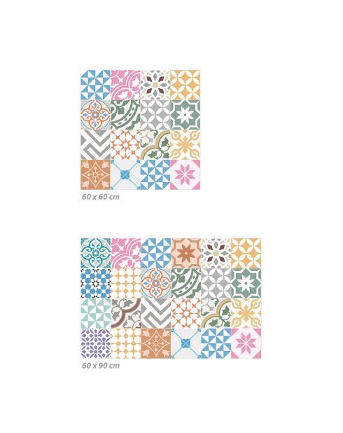 Crédence adhésive Carreaux de Ciment multicolore - 60x60 cm