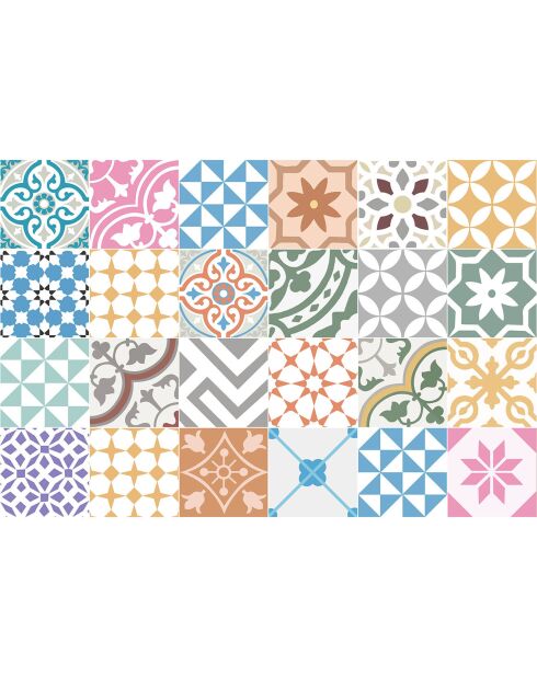 Crédence adhésive Carreaux de Ciment multicolore - 60x90 cm