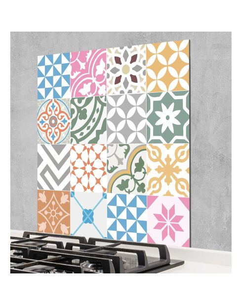 Crédence adhésive Carreaux de Ciment multicolore - 60x90 cm