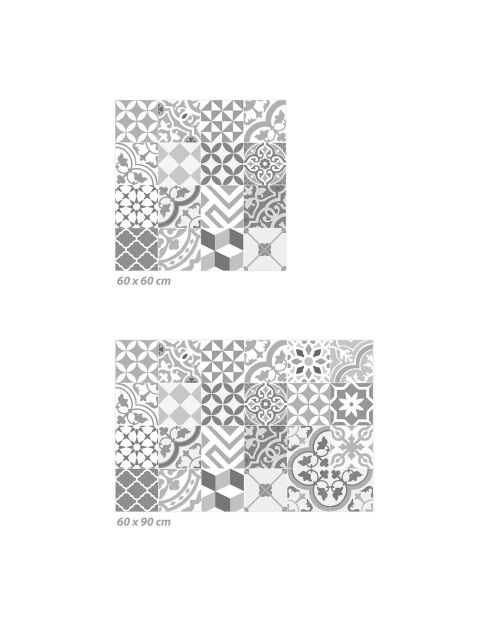 Crédence adhésive Carreaux de Ciment multicolore - 60x90 cm