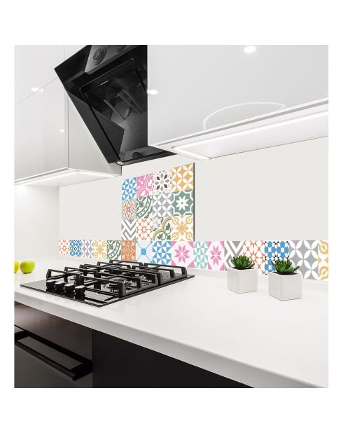 Crédence adhésive Carreaux de Ciment multicolore - 15x120 cm