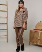Top en Coton mélangé Divora camel/marine
