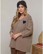 Top en Coton mélangé Divora camel/marine