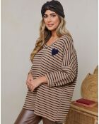 Top en Coton mélangé Divora camel/marine