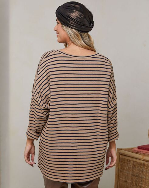 Top en Coton mélangé Divora camel/marine