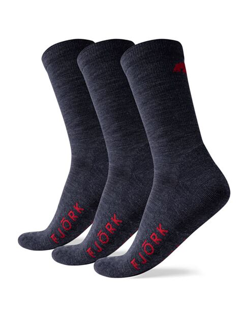 3 paia di calzini blu scuro in misto lana merino dal taglio classico