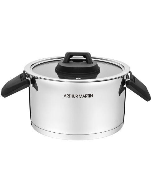 3 ollas con asa plegable y tapas de inducción grises - D.16/20/24 cm