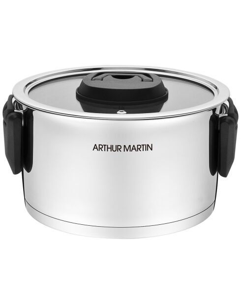 3 ollas con asa plegable y tapas de inducción grises - D.16/20/24 cm