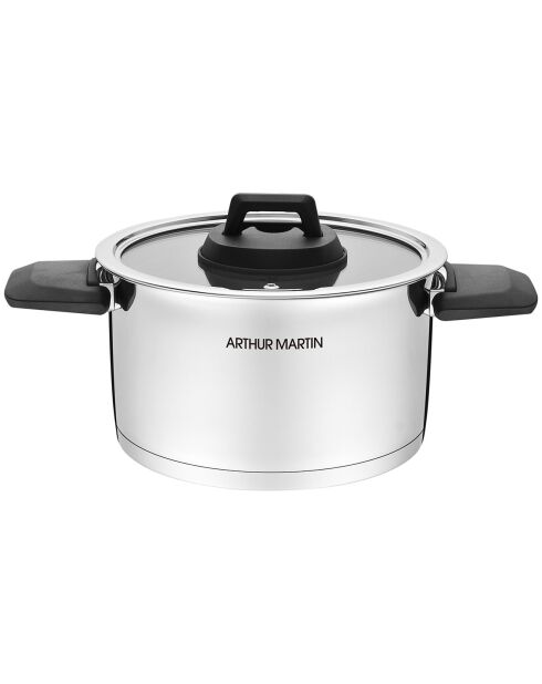 3 ollas con asa plegable y tapas de inducción grises - D.16/20/24 cm