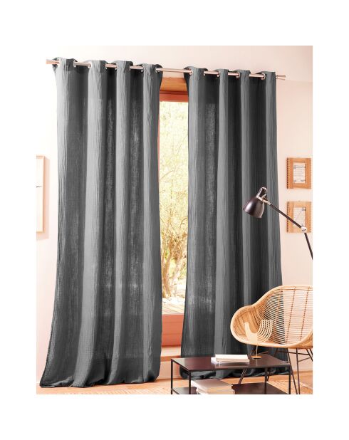 Paire de Rideaux Gaze de coton ardoise - 130x260 cm