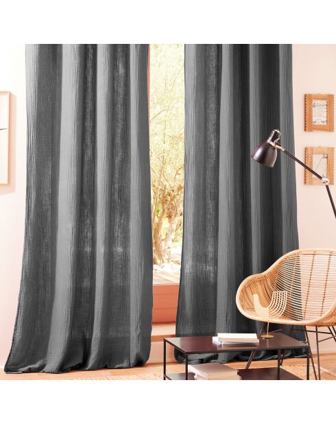 Paire de Rideaux Gaze de coton ardoise - 130x260 cm