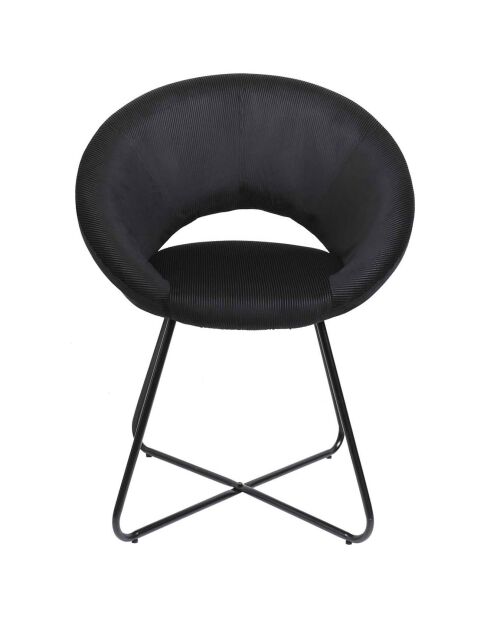 Fauteuil velours cotelé Giulia noir - 67x84x52 cm