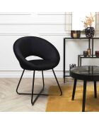 Fauteuil velours cotelé Giulia noir - 67x84x52 cm