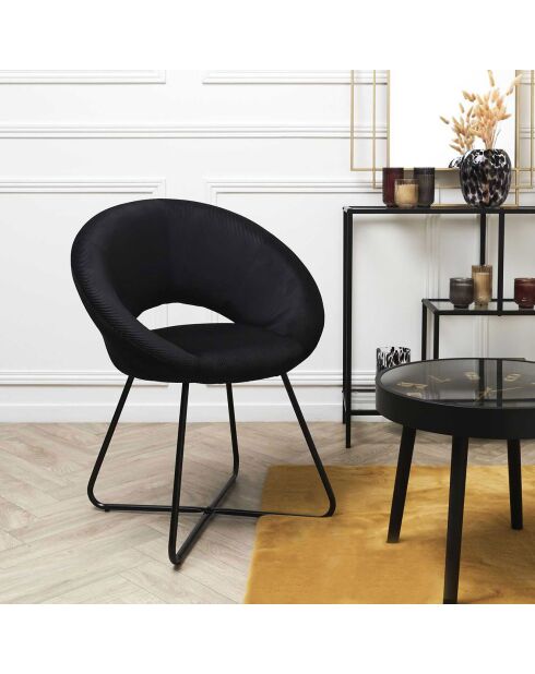 Fauteuil velours cotelé Giulia noir - 67x84x52 cm