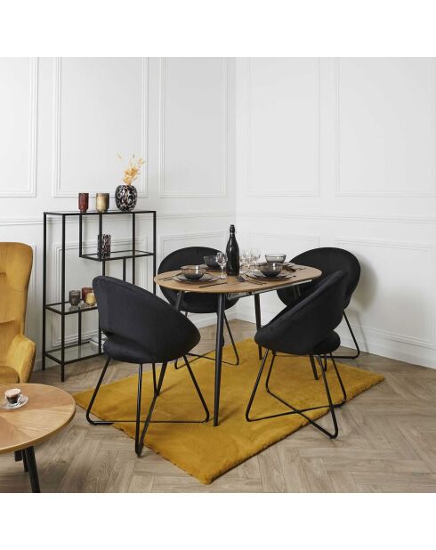 Fauteuil velours cotelé Giulia noir - 67x84x52 cm