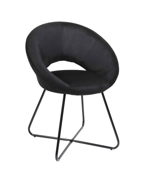 Fauteuil velours cotelé Giulia noir - 67x84x52 cm