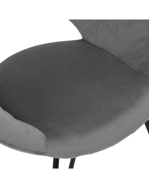 Fauteuil rond velours cotelé Giulia gris - 67x84x52 cm
