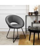 Fauteuil rond velours cotelé Giulia gris - 67x84x52 cm