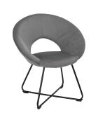 Fauteuil rond velours cotelé Giulia gris - 67x84x52 cm
