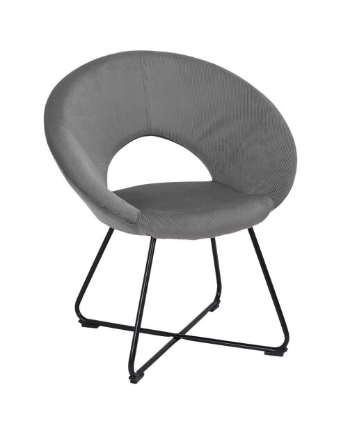 Fauteuil rond velours cotelé Giulia gris - 67x84x52 cm