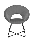 Fauteuil rond velours cotelé Giulia gris - 67x84x52 cm