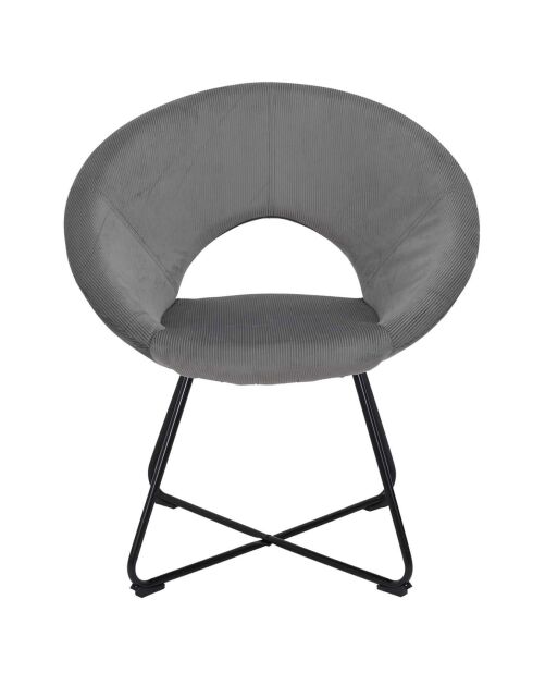 Fauteuil rond velours cotelé Giulia gris - 67x84x52 cm