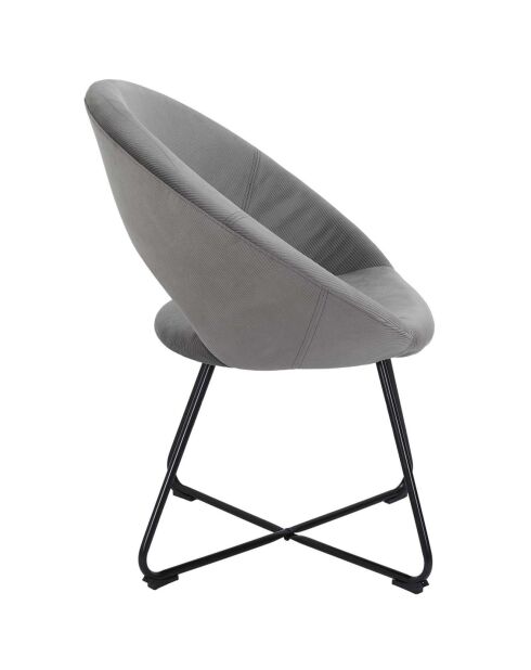 Fauteuil rond velours cotelé Giulia gris - 67x84x52 cm