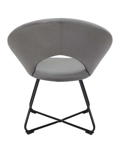 Fauteuil rond velours cotelé Giulia gris - 67x84x52 cm