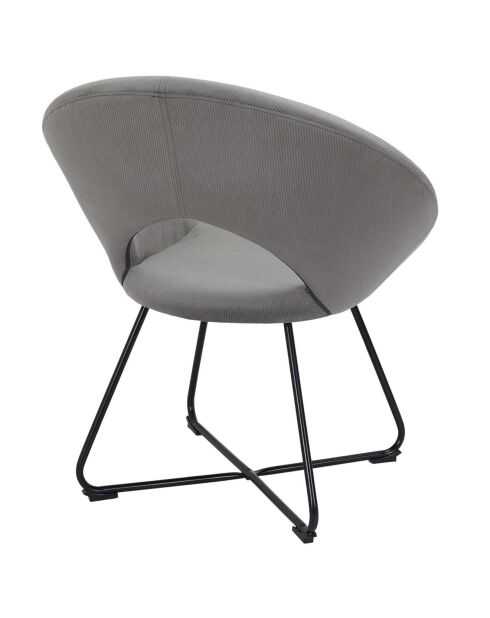 Fauteuil rond velours cotelé Giulia gris - 67x84x52 cm