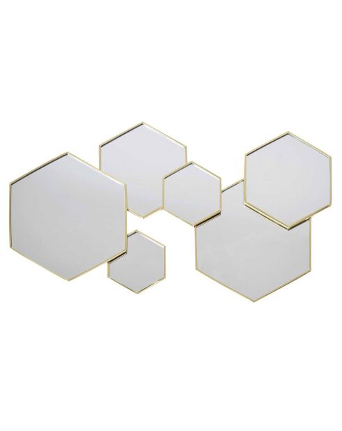 Décoration miroir hexagonal argentée - 57x1x35 cm