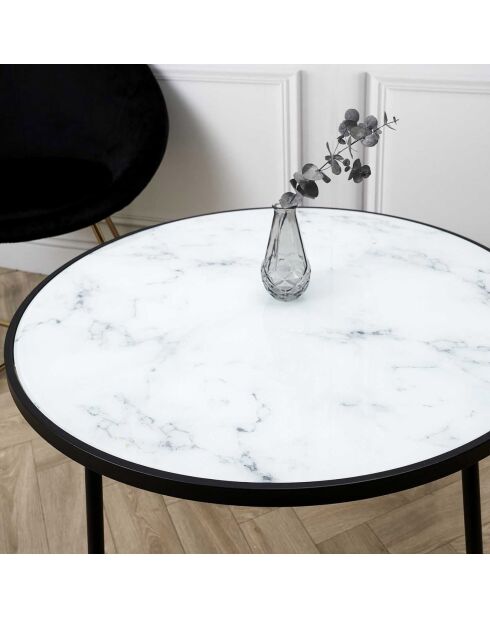 Table basse Felicity blanc/noir - 75x75x48 cm