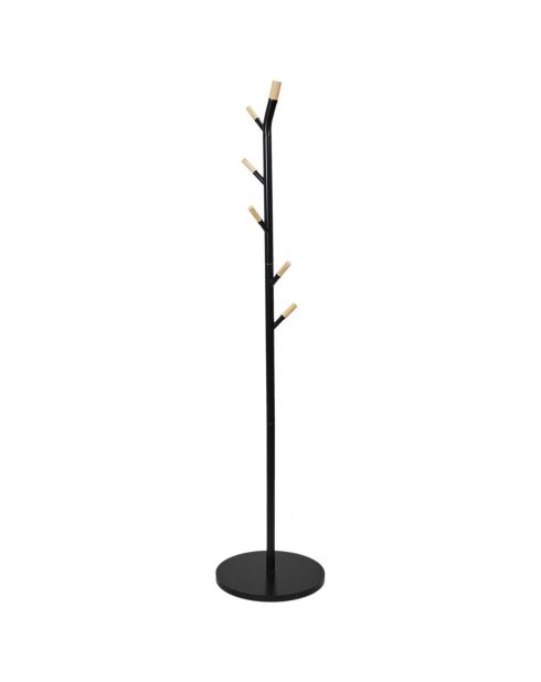 Porte manteau métal et bois noir - 40x175x40 cm