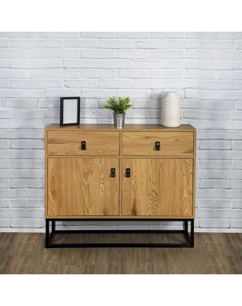 Buffet bois et métal Abbott naturel/noir - 100x80x29 cm