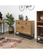 Buffet bois et métal Abbott naturel/noir - 100x80x29 cm