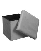 Coffre pouf pliable velours cotelé Giulia gris/souris - 38x38x38 cm