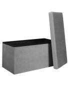 Coffre banc velours cotelé Giulia gris/souris - 77x38x38 cm