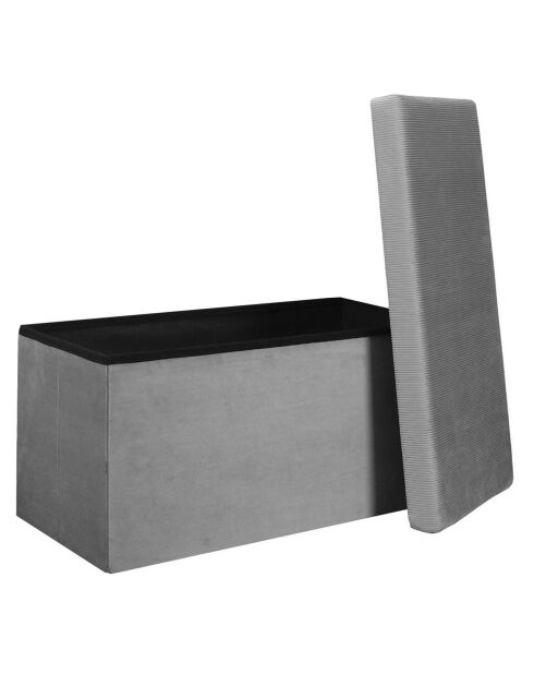 Coffre banc velours cotelé Giulia gris/souris - 77x38x38 cm