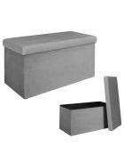 Coffre banc velours cotelé Giulia gris/souris - 77x38x38 cm