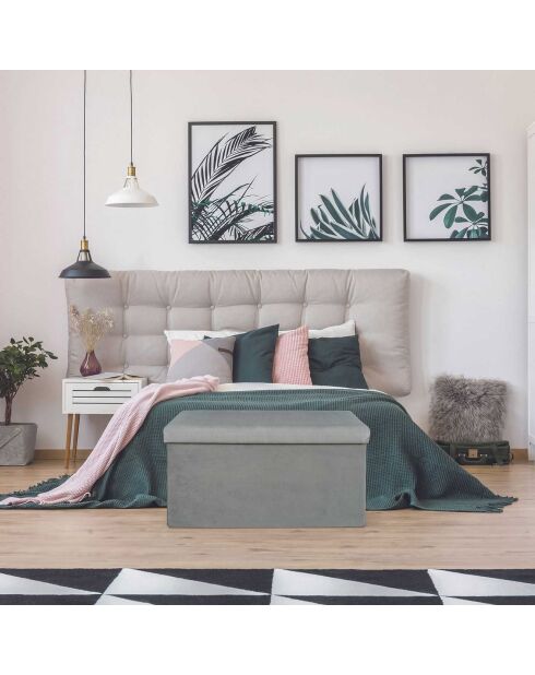 Coffre banc velours cotelé Giulia gris/souris - 77x38x38 cm
