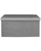 Coffre banc velours cotelé Giulia gris/souris - 77x38x38 cm