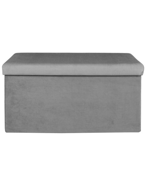 Coffre banc velours cotelé Giulia gris/souris - 77x38x38 cm