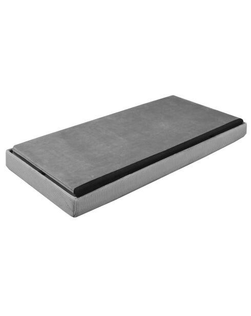 Coffre banc velours cotelé Giulia gris/souris - 77x38x38 cm