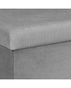 Coffre banc velours cotelé Giulia gris/souris - 77x38x38 cm