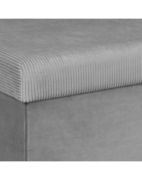 Coffre banc velours cotelé Giulia gris/souris - 77x38x38 cm