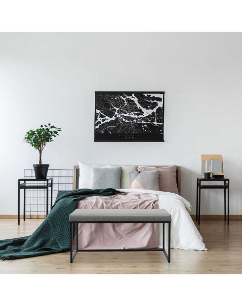 Banc Giulia velours cotelé gris/souris - 100x48x38 cm