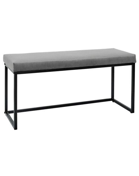 Banc Giulia velours cotelé gris/souris - 100x48x38 cm